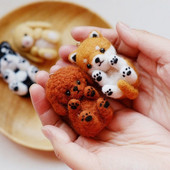 Shiba Inu Husky μαλλί τσόχα Ζώο Dog Feltting Dog Χειροποίητο DIY Poke Fun Ζευγάρι Υλικό Πακέτο Κιτ τσόχα Κρεμαστό κούκλα Δώρο