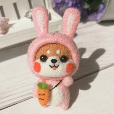 Shiba Inu Husky μαλλί τσόχα Ζώο Dog Feltting Dog Χειροποίητο DIY Poke Fun Ζευγάρι Υλικό Πακέτο Κιτ τσόχα Κρεμαστό κούκλα Δώρο