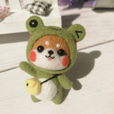 Shiba Inu Husky μαλλί τσόχα Ζώο Dog Feltting Dog Χειροποίητο DIY Poke Fun Ζευγάρι Υλικό Πακέτο Κιτ τσόχα Κρεμαστό κούκλα Δώρο