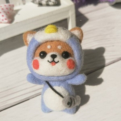 Shiba Inu Husky μαλλί τσόχα Ζώο Dog Feltting Dog Χειροποίητο DIY Poke Fun Ζευγάρι Υλικό Πακέτο Κιτ τσόχα Κρεμαστό κούκλα Δώρο