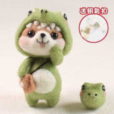 Shiba Inu Husky μαλλί τσόχα Ζώο Dog Feltting Dog Χειροποίητο DIY Poke Fun Ζευγάρι Υλικό Πακέτο Κιτ τσόχα Κρεμαστό κούκλα Δώρο
