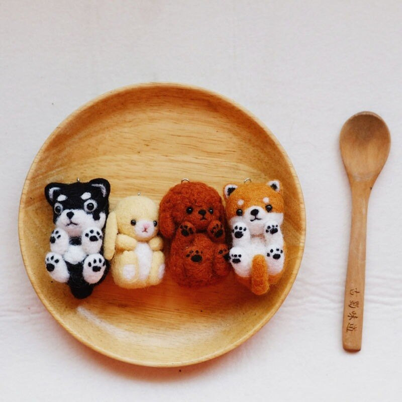 Shiba Inu Husky μαλλί τσόχα Ζώο Dog Feltting Dog Χειροποίητο DIY Poke Fun Ζευγάρι Υλικό Πακέτο Κιτ τσόχα Κρεμαστό κούκλα Δώρο