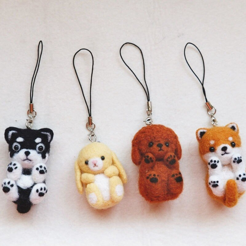 Shiba Inu Husky μαλλί τσόχα Ζώο Dog Feltting Dog Χειροποίητο DIY Poke Fun Ζευγάρι Υλικό Πακέτο Κιτ τσόχα Κρεμαστό κούκλα Δώρο