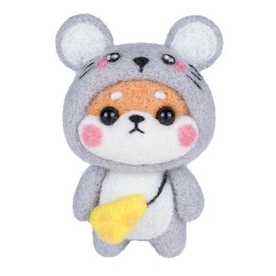Fenrry Fashion Lovely Wool Felting Υλικά από ύφασμα Handcraft Needle Felting Kit Doll Twelve Zodiac for Needle Material Bag Pack