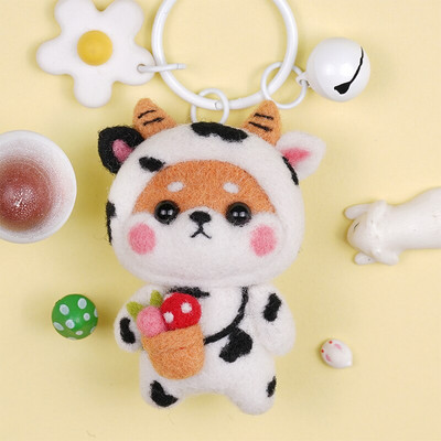 Fenrry Fashion Lovely Wool Felting Υλικά από ύφασμα Handcraft Needle Felting Kit Doll Twelve Zodiac for Needle Material Bag Pack