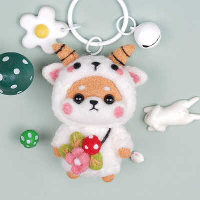 Fenrry Fashion Lovely Wool Felting Υλικά από ύφασμα Handcraft Needle Felting Kit Doll Twelve Zodiac for Needle Material Bag Pack