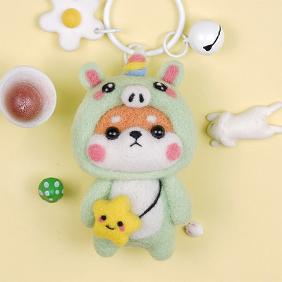 Fenrry Fashion Lovely Wool Felting Υλικά από ύφασμα Handcraft Needle Felting Kit Doll Twelve Zodiac for Needle Material Bag Pack