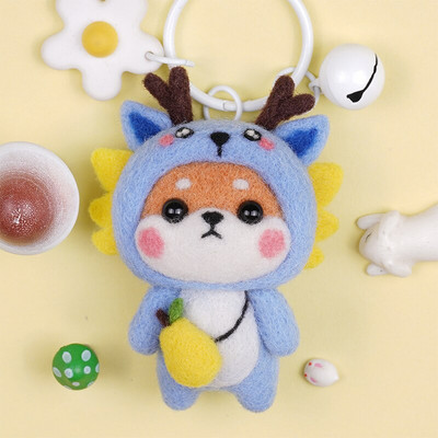 Fenrry Fashion Lovely Wool Felting Υλικά από ύφασμα Handcraft Needle Felting Kit Doll Twelve Zodiac for Needle Material Bag Pack
