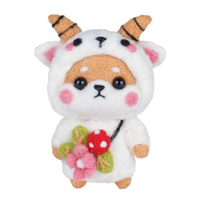 Fenrry Fashion Lovely Wool Felting Υλικά από ύφασμα Handcraft Needle Felting Kit Doll Twelve Zodiac for Needle Material Bag Pack