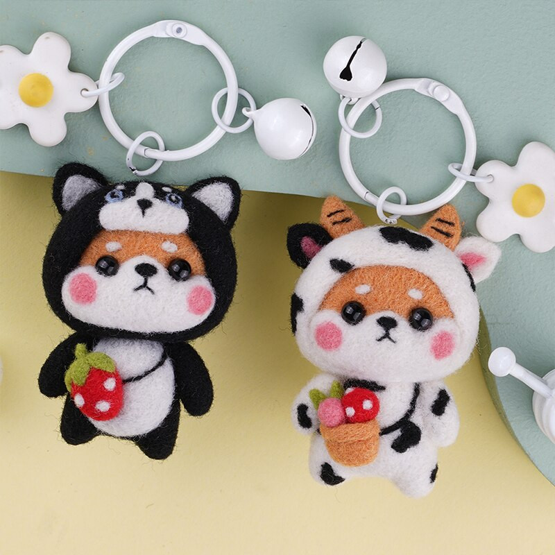 Fenrry Fashion Lovely Wool Felting Υλικά από ύφασμα Handcraft Needle Felting Kit Doll Twelve Zodiac for Needle Material Bag Pack