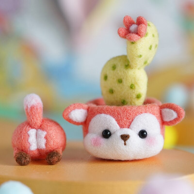 LMDZ 1Pcs Μη τελειωμένο Κιτ τσόχας από μαλλί φυτού-ζωικού Πακέτο υλικού από τσόχα από μαλλί σε γλάστρα για χειροποίητο DIY Craft Lover