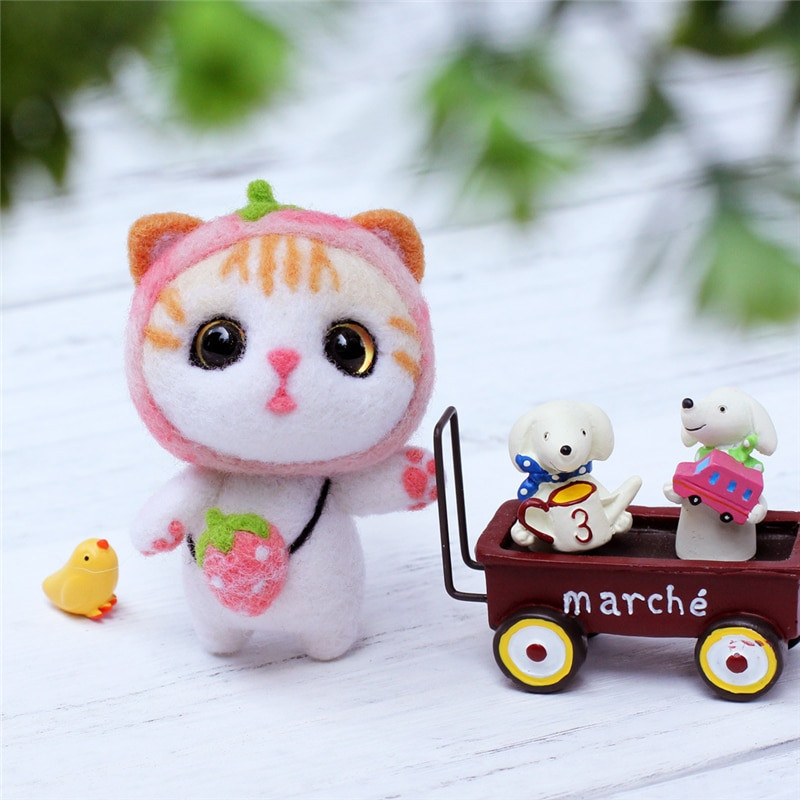 Nonvor Non-Finished DIY Cute Doll Pets Προσαρμοσμένο μάλλινο πατάκι υφασμάτινο προμήθειες Πακέτο βελόνας Σετ ζωικό χειροποίητο κοστούμι εκκίνησης