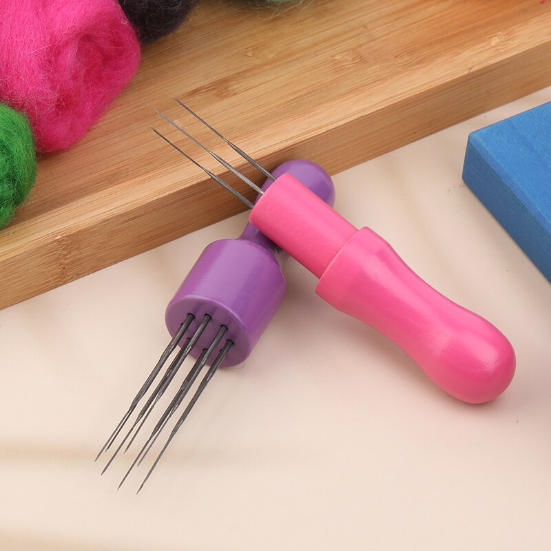 TLKKUE Ξύλινη λαβή Μάλλινη Πέννα Φλετινγκ Βελόνες Χειροποίητα Εργαλεία DIY Αξεσουάρ για ράψιμο τσόχα