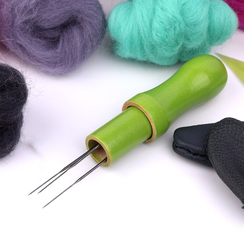 TLKKUE Ξύλινη λαβή Μάλλινη Πέννα Φλετινγκ Βελόνες Χειροποίητα Εργαλεία DIY Αξεσουάρ για ράψιμο τσόχα