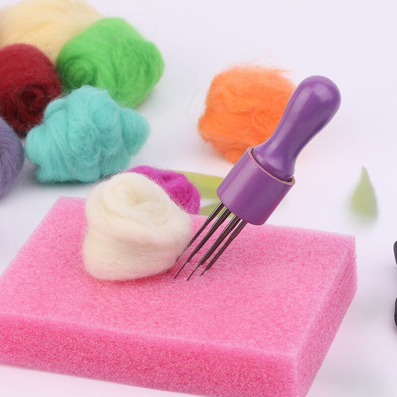 TLKKUE Ξύλινη λαβή Μάλλινη Πέννα Φλετινγκ Βελόνες Χειροποίητα Εργαλεία DIY Αξεσουάρ για ράψιμο τσόχα