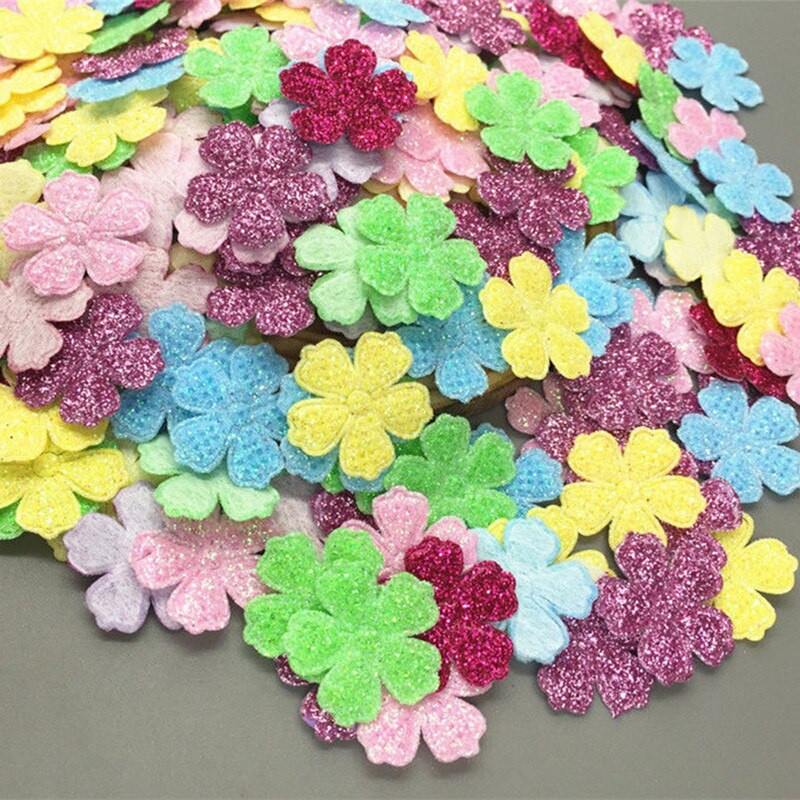 DIY 400 buc paiete fluture mic aplicații din pâslă, culori amestecate, artizanat pentru carduri 24 mm