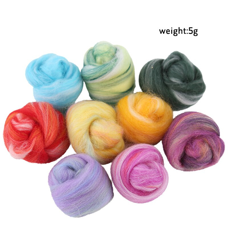 Nonvor 5g Μαλακό πολύχρωμο μαλλί πιλημάτων Fiber Needle Felting Natural Collection For Animal Project Felting Wool for DIY Needlework