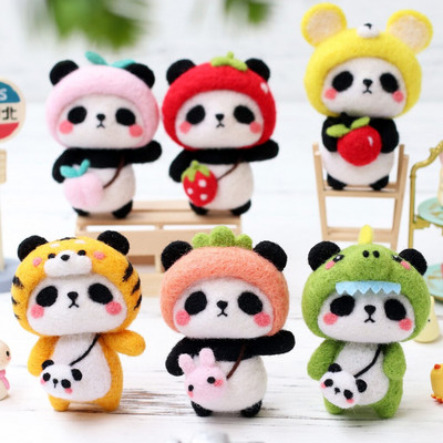 RORGETO Υλικά από μάλλινο ύφασμα τσόχα Lovely Panda DIY Χειροποίητο σετ βελόνων από τσόχα κούκλα για αξεσουάρ υλικό βελόνας Τσάντα