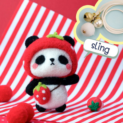 RORGETO Vlnené plstenie látky Materiály Krásna panda DIY Ručne vyrobená sada plstených ihiel Bábika pre ihly Materiál Príslušenstvo Taška
