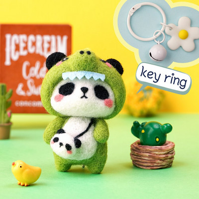 RORGETO Vlnené plstenie látky Materiály Krásna panda DIY Ručne vyrobená sada plstených ihiel Bábika pre ihly Materiál Príslušenstvo Taška