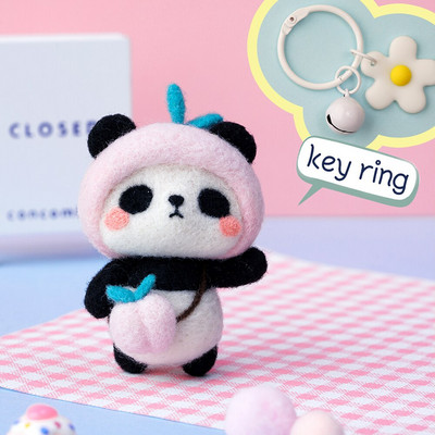 RORGETO Vlnené plstenie látky Materiály Krásna panda DIY Ručne vyrobená sada plstených ihiel Bábika pre ihly Materiál Príslušenstvo Taška