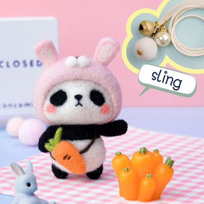RORGETO Vlnené plstenie látky Materiály Krásna panda DIY Ručne vyrobená sada plstených ihiel Bábika pre ihly Materiál Príslušenstvo Taška