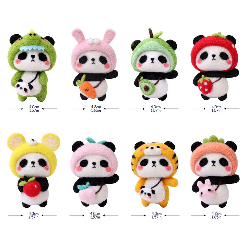 RORGETO Vlnené plstenie látky Materiály Krásna panda DIY Ručne vyrobená sada plstených ihiel Bábika pre ihly Materiál Príslušenstvo Taška