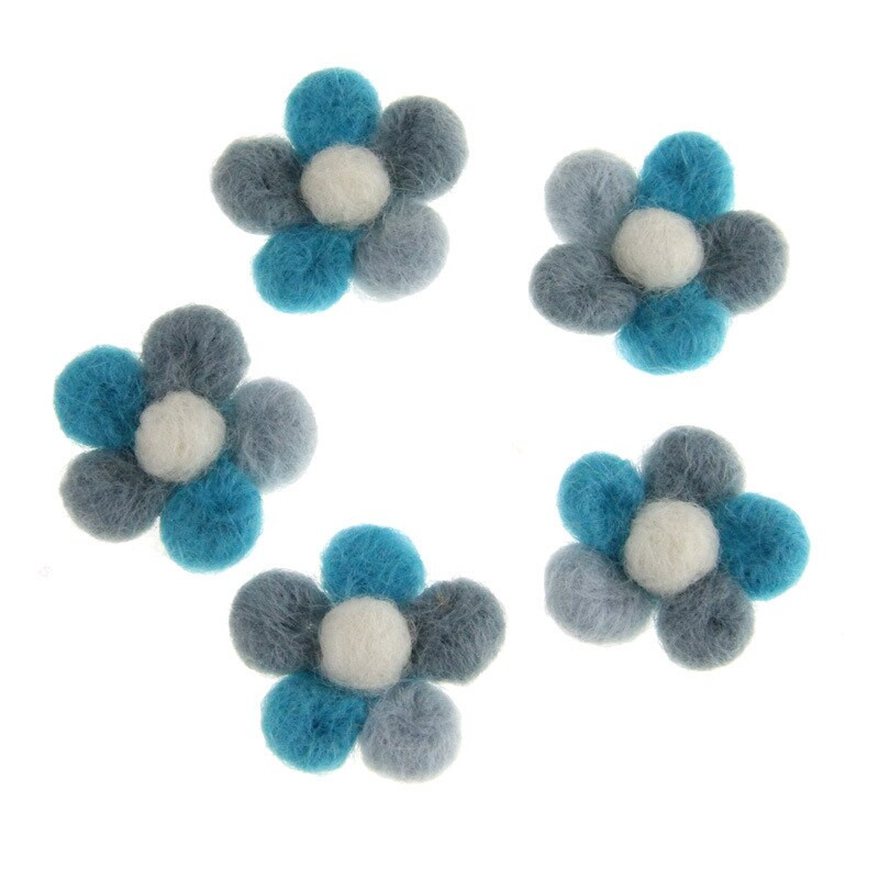 5 τμχ Cartoons Cute Flower Wool Wool Craft DIY Handcraft Νηπιαγωγείο Σπίτι Διακόσμηση πάρτι Λουλούδια 3,3cm-3,5cm Felt Απλικέ