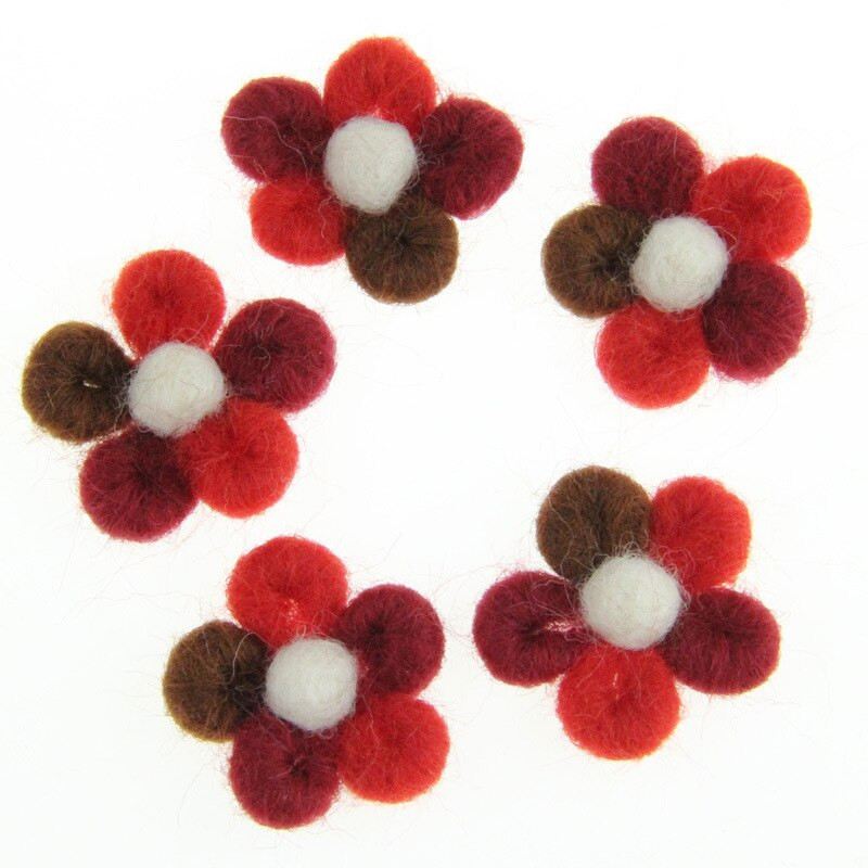 5 τμχ Cartoons Cute Flower Wool Wool Craft DIY Handcraft Νηπιαγωγείο Σπίτι Διακόσμηση πάρτι Λουλούδια 3,3cm-3,5cm Felt Απλικέ