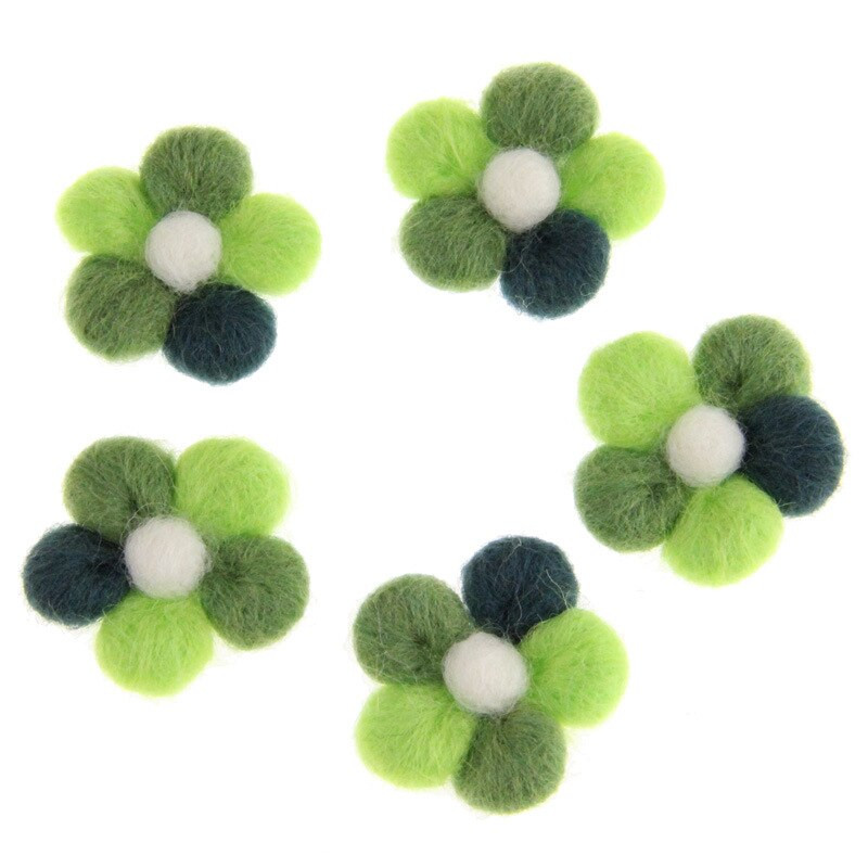 5 τμχ Cartoons Cute Flower Wool Wool Craft DIY Handcraft Νηπιαγωγείο Σπίτι Διακόσμηση πάρτι Λουλούδια 3,3cm-3,5cm Felt Απλικέ