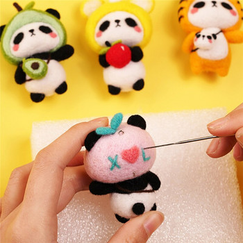 Вълнен филцов комплект с игла с плъстене Направи си сам животно панда заек вълнен пакет за плъстене незавършена ръчно изработена подарък играчка кукла ключодържател декор