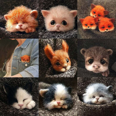 1Σετ Cute Animals Καρφίτσα DIY Wool Needle Felting Υλικό Συσκευασία Μάλλινη τσόχα Craft Poke Σετ DIY Handcraft Kit Παιδιά Δώρο χειροτεχνίας