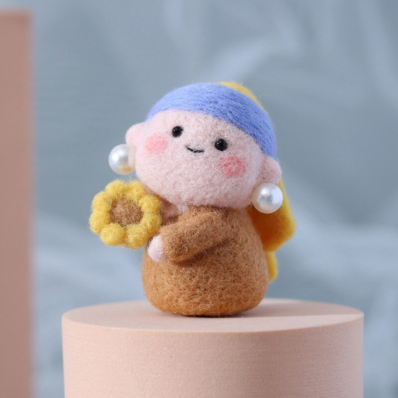 Κορίτσι με μαργαριταρένια σκουλαρίκια Felt DIY Craft Κρεμαστό μπρελόκ Boyfriend Gift Felt Wool Handmade Doll Decor Κοσμήματα Υλικό Πακέτο