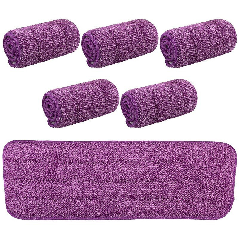 Flat Mop Heads 6 Pcs Microfibre Mop Pads 42Cm X 14Cm Spray Mop Refillment Pads Mop Head Covers - Πλένεται στο πλυντήριο (Purpl