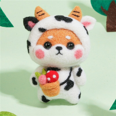 Δώδεκα Zodiac μαλλί τσόχα Υλικό Χειροποίητο παιχνίδι κούκλα Πακέτο τσόχα βελονιών Shiba Inu Animal Ημιτελή κιτ με τσόχα