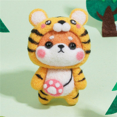 Δώδεκα Zodiac μαλλί τσόχα Υλικό Χειροποίητο παιχνίδι κούκλα Πακέτο τσόχα βελονιών Shiba Inu Animal Ημιτελή κιτ με τσόχα