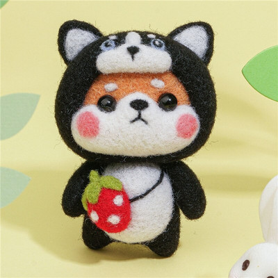 Δώδεκα Zodiac μαλλί τσόχα Υλικό Χειροποίητο παιχνίδι κούκλα Πακέτο τσόχα βελονιών Shiba Inu Animal Ημιτελή κιτ με τσόχα