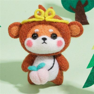 Δώδεκα Zodiac μαλλί τσόχα Υλικό Χειροποίητο παιχνίδι κούκλα Πακέτο τσόχα βελονιών Shiba Inu Animal Ημιτελή κιτ με τσόχα