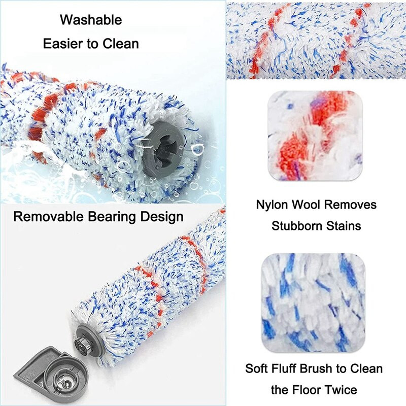 Ανταλλακτικό ρολό βούρτσας για ασύρματη ηλεκτρική σκούπα Tineco Ifloor Wet Dry, κυλινδρική βούρτσα 2 συσκευασιών +2 προ-φίλτρο αφρός