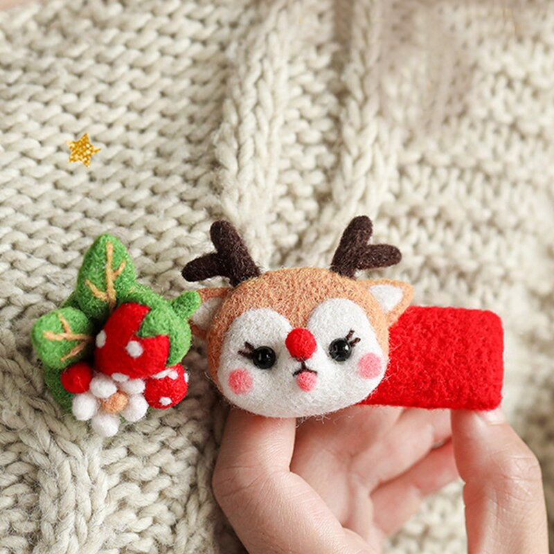 Παιδιά Χριστουγεννιάτικη Πρωτοχρονιά DIY Μάλλινη τσόχα φουρκέτα Δημιουργικά αξεσουάρ μαλλιών για κορίτσια και οικογενειακή διακόσμηση μάλλινη τσόχα