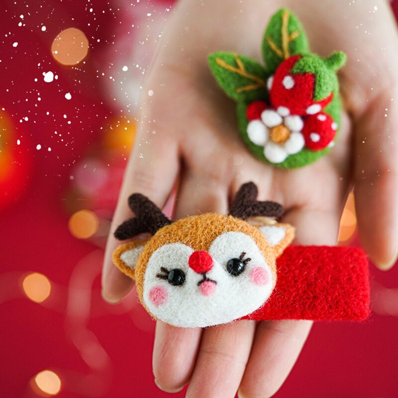 Παιδιά Χριστουγεννιάτικη Πρωτοχρονιά DIY Μάλλινη τσόχα φουρκέτα Δημιουργικά αξεσουάρ μαλλιών για κορίτσια και οικογενειακή διακόσμηση μάλλινη τσόχα