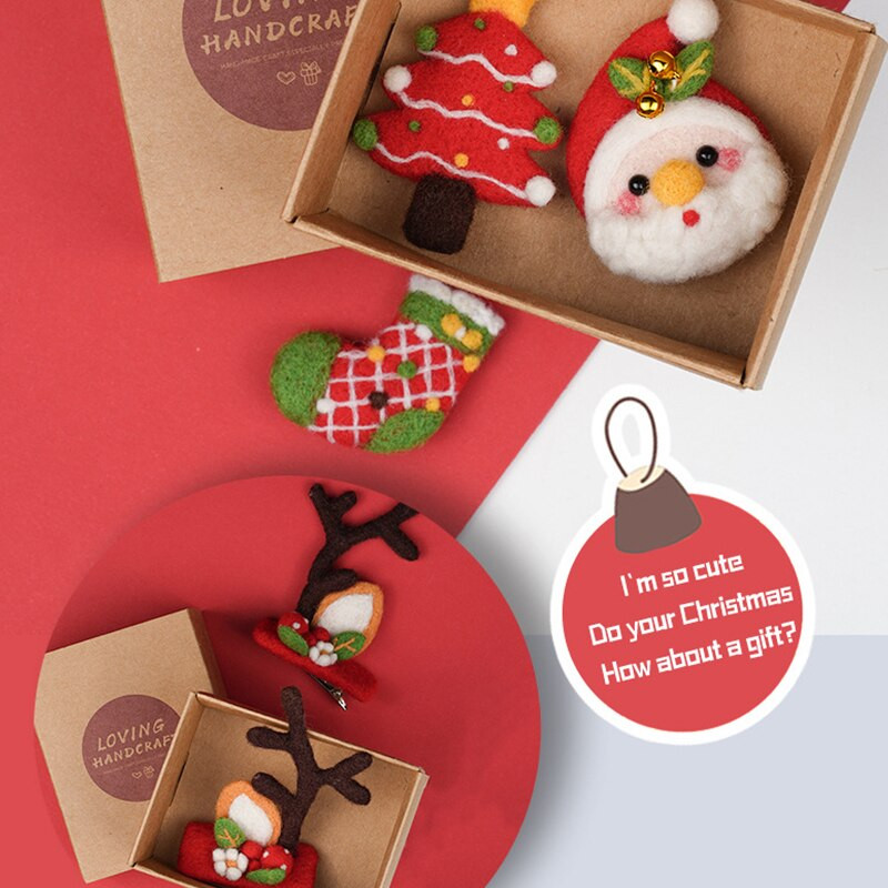 Παιδιά Χριστουγεννιάτικη Πρωτοχρονιά DIY Μάλλινη τσόχα φουρκέτα Δημιουργικά αξεσουάρ μαλλιών για κορίτσια και οικογενειακή διακόσμηση μάλλινη τσόχα