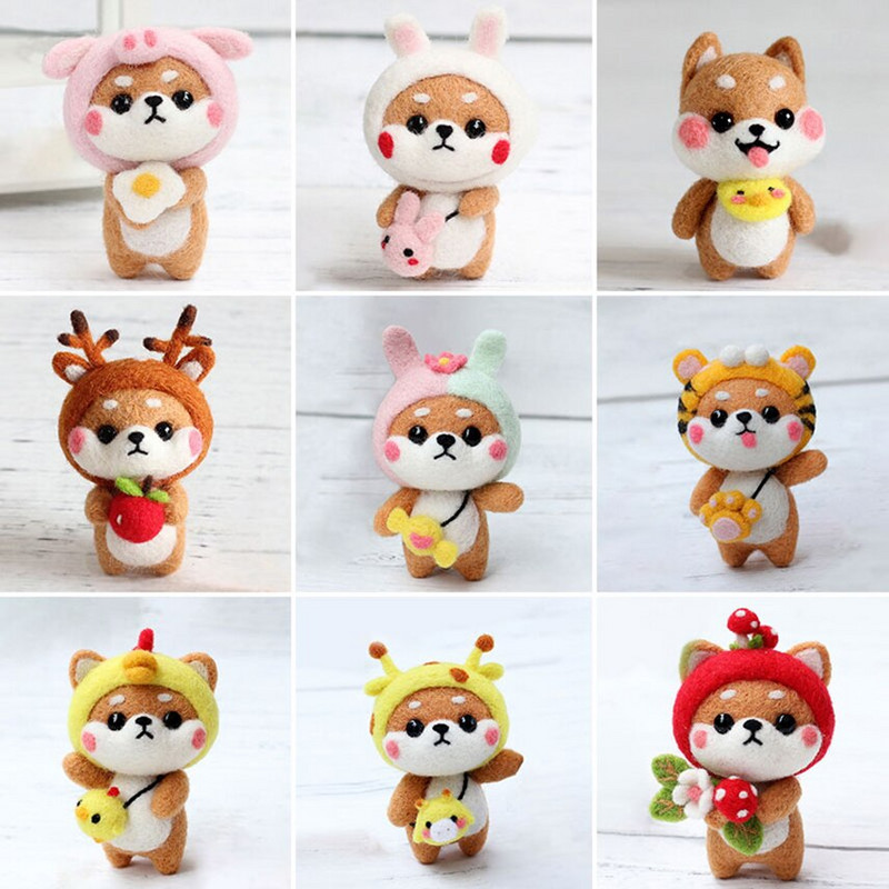 Armas villaviltimise nukukomplekt, viimistlemata loomade mänguasjade nõelvilt lasteaia jõulunukk lastele Käsitöö käsitöö