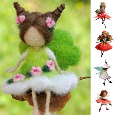 1 komplekts Little Fairy DIY vilnas adatu filcēšanas materiālu iepakojums Vilnas filca lelles Amatniecības adatu filcs ar rokām nepabeigts iedurts komplekts dāvana
