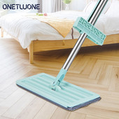 Flat Mop,Floor Flat Hand Free Magic House Cleaning 2 επαναχρησιμοποιήσιμα χαλάκια από μικροΐνες για σφουγγαρίστρες καθαρισμού δαπέδων από σκληρό ξύλο