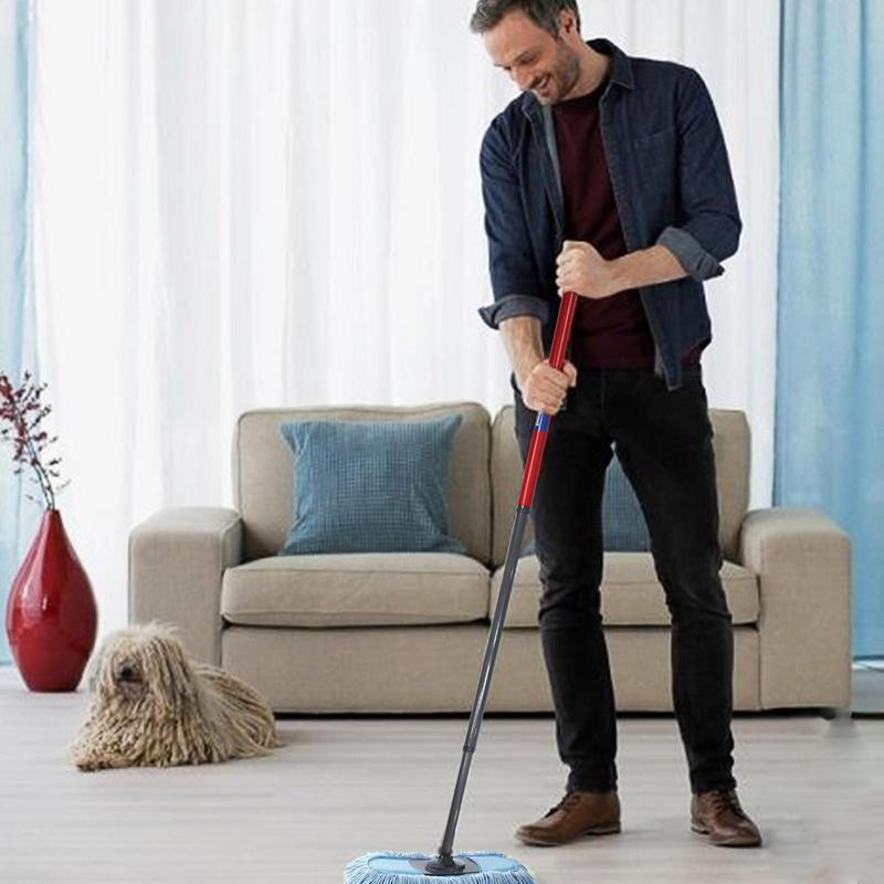 Stâlp pentru mop rotativ Tijă telescopică pentru mop cu trei secțiuni pentru pardoseală care se rotește Stâlp pentru mop fără pedală Set de instrumente de curățare a mânerului