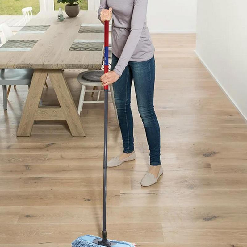 Stâlp pentru mop rotativ Tijă telescopică pentru mop cu trei secțiuni pentru pardoseală care se rotește Stâlp pentru mop fără pedală Set de instrumente de curățare a mânerului