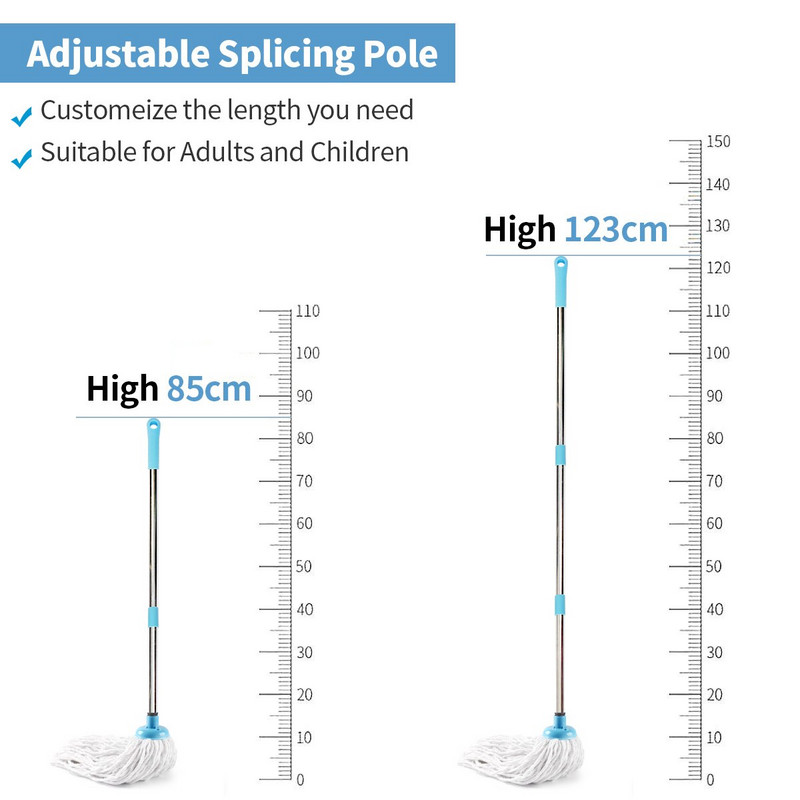 Puuvillane niit Mopid Roostevabast terasest käepide Käsitsi veetustamine Mopid ümmargused majapidamises kasutatavad mopid põrandapuhastus