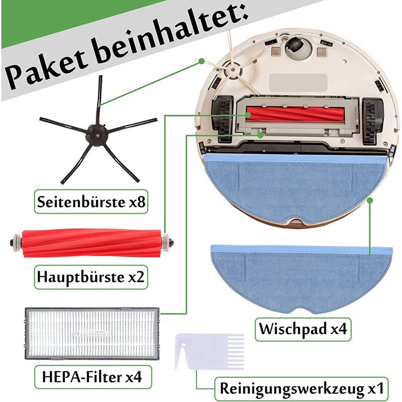Lisatarvikute komplekt, mis ühildub Robo Rock S7, S7 Maxv Plus, S7 Maxv Ultra, S7 Maxv, tarvikute vahetuskomplektiga