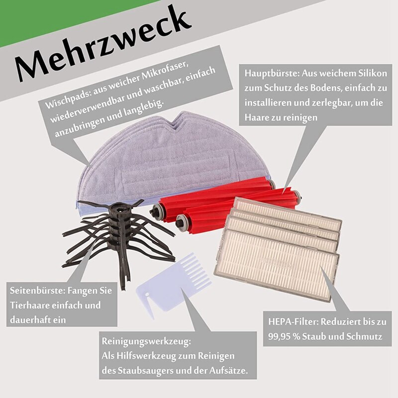 Lisatarvikute komplekt, mis ühildub Robo Rock S7, S7 Maxv Plus, S7 Maxv Ultra, S7 Maxv, tarvikute vahetuskomplektiga